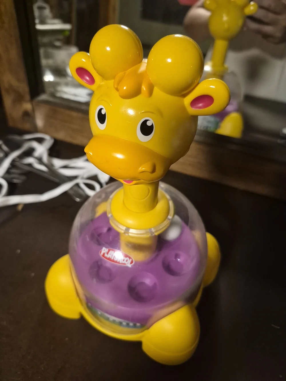 2011 Playskool Giraffalaff Tumble Top Toy Yellow Giraffe Ball Popper